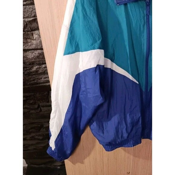 Vintage Reebok Jacket Large Purple White Green Windbreaker Embroidered Logo * - Picture 3 of 7